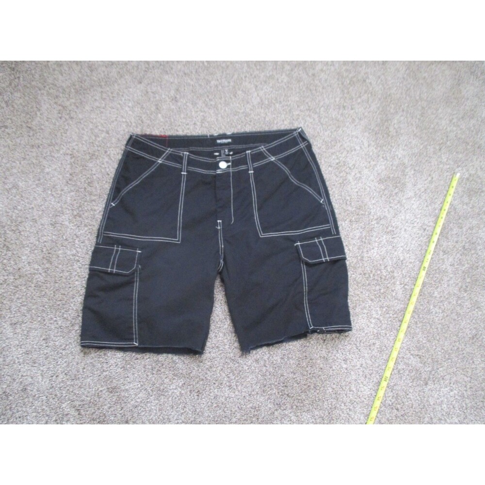 True Religion Cargo Shorts Mens 36 Cut Black Boxy pocket